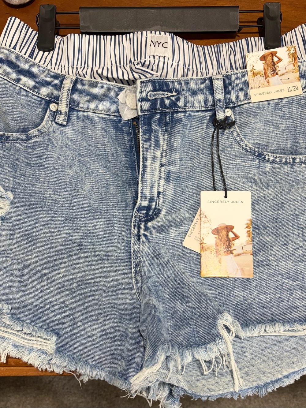 Sincerely Jules Light Acid Wash Denim Shorts - Blue
